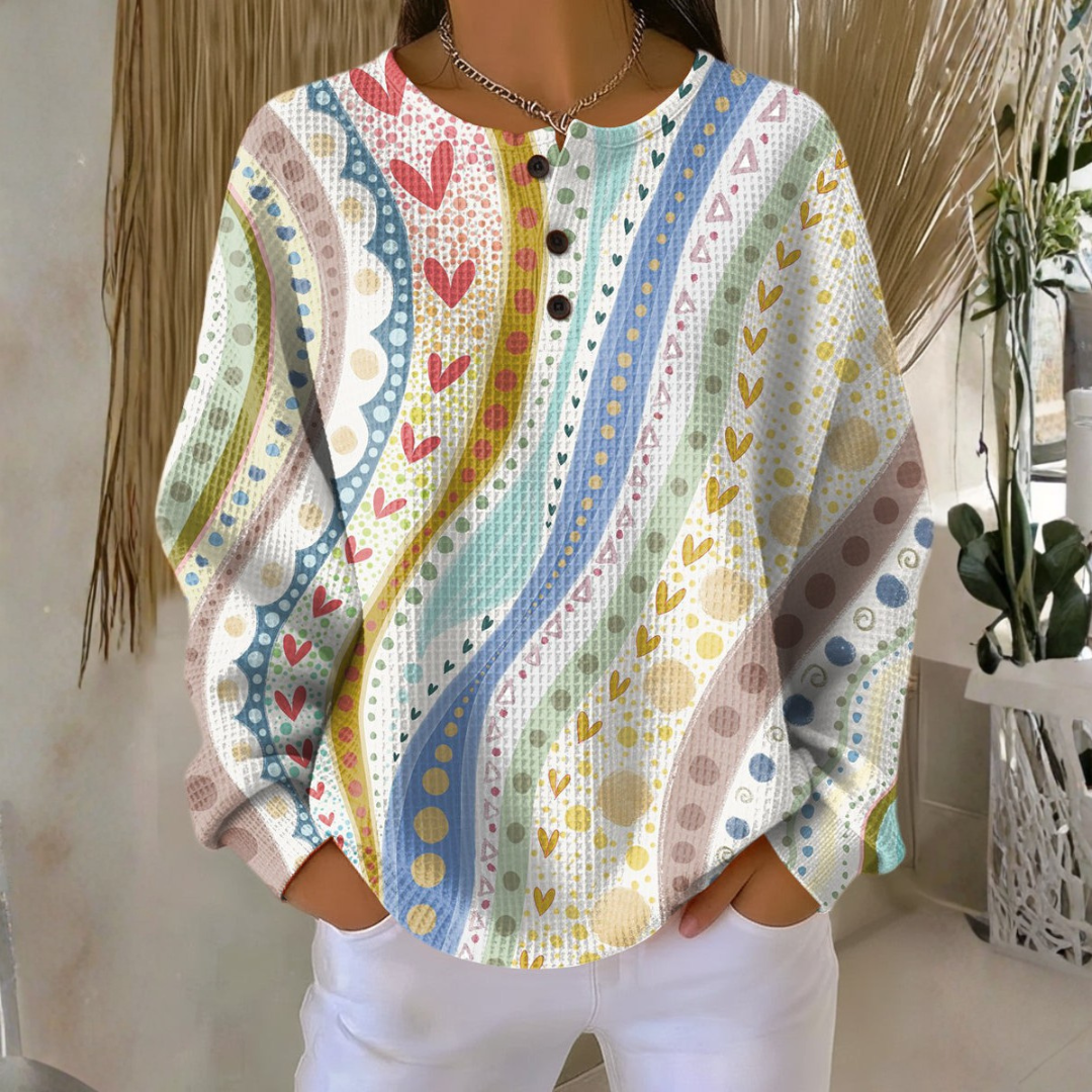 Leona - Sweater with Colorful Stripe Patterns