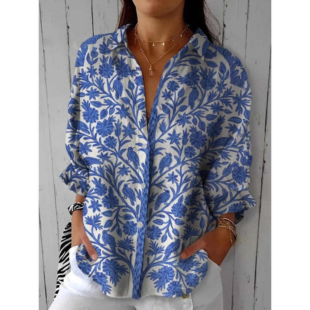 Leona - Blue Garden Blouse