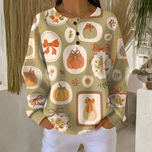 Raquel - Autumn Sweater with Bows and Pumpkins