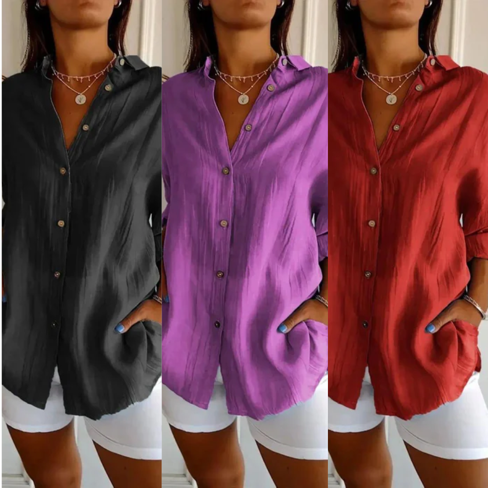 [Compre 1 e Leve 3] Camisa Ibiza™ em Linho de Algodão com Design Semi Plissado