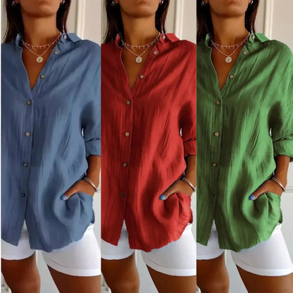 [Compre 1 e Leve 3] Camisa Ibiza™ em Linho de Algodão com Design Semi Plissado