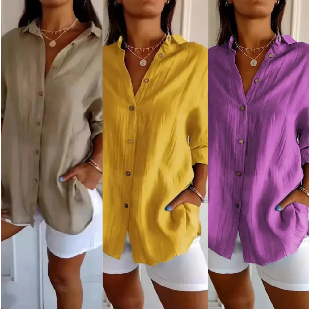 [Compre 1 e Leve 3] Camisa Ibiza™ em Linho de Algodão com Design Semi Plissado