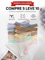 Kit 10 Calcinhas Femininas Antibacterianas Sem Costura