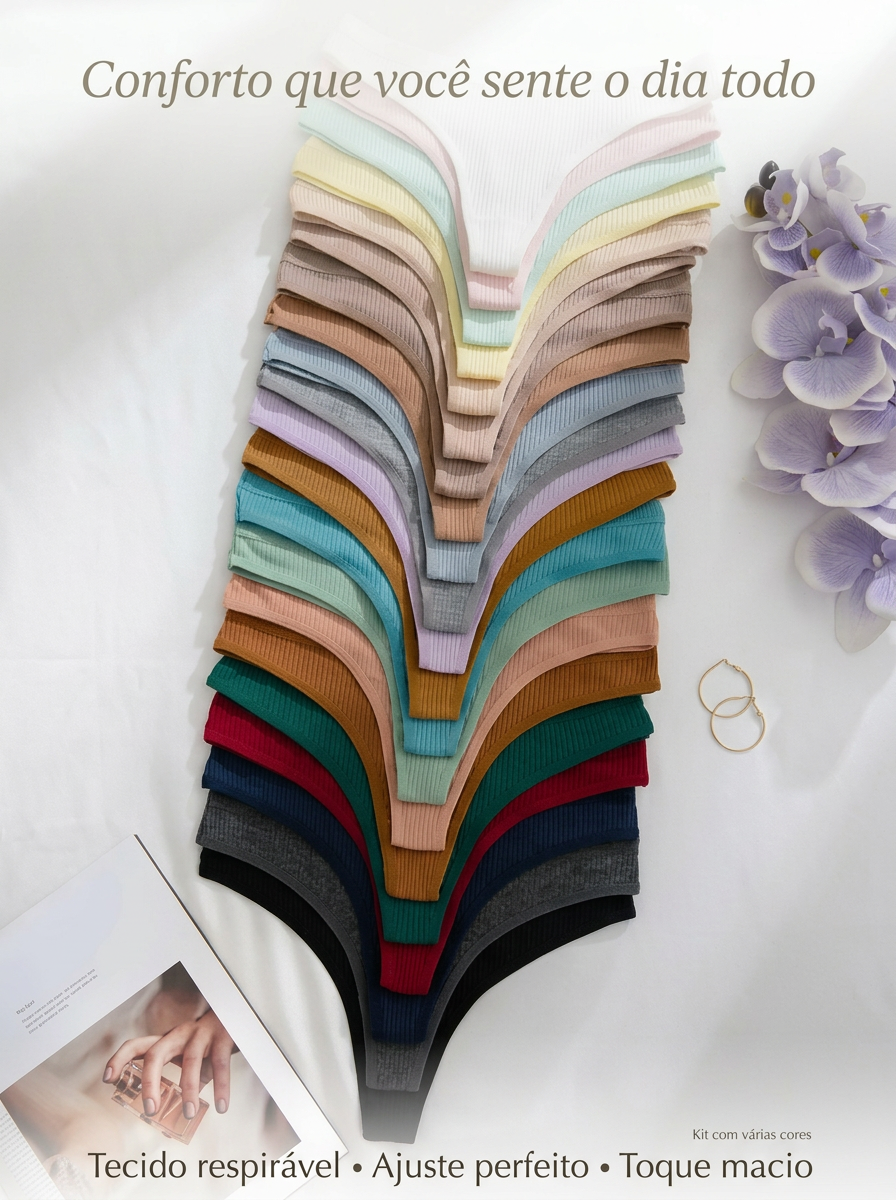 Kit 10 Calcinhas Femininas Antibacterianas Sem Costura