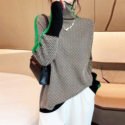 Lily - Herringbone Luxe Turtleneck