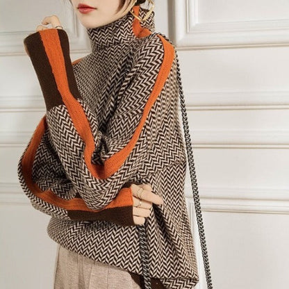 Lily - Herringbone Luxe Turtleneck