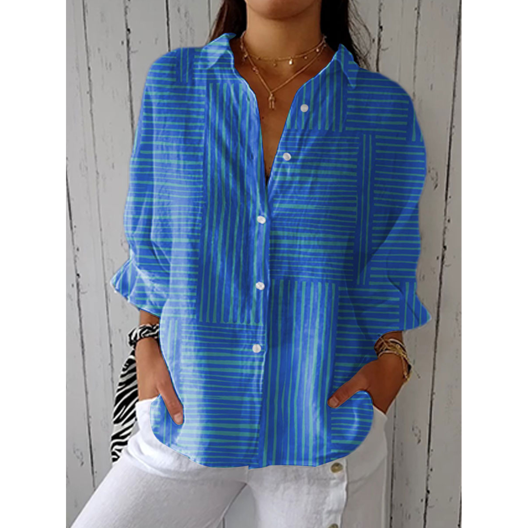 Estelle - Azure Stripe Blouse
