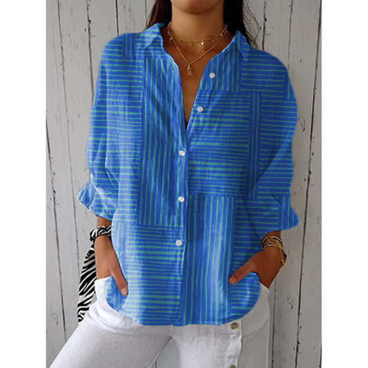 Estelle - Azure Stripe Blouse