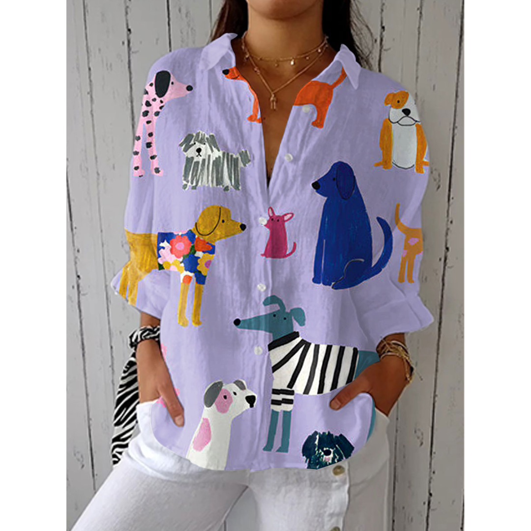 Renee - Playful Dogs Blouse