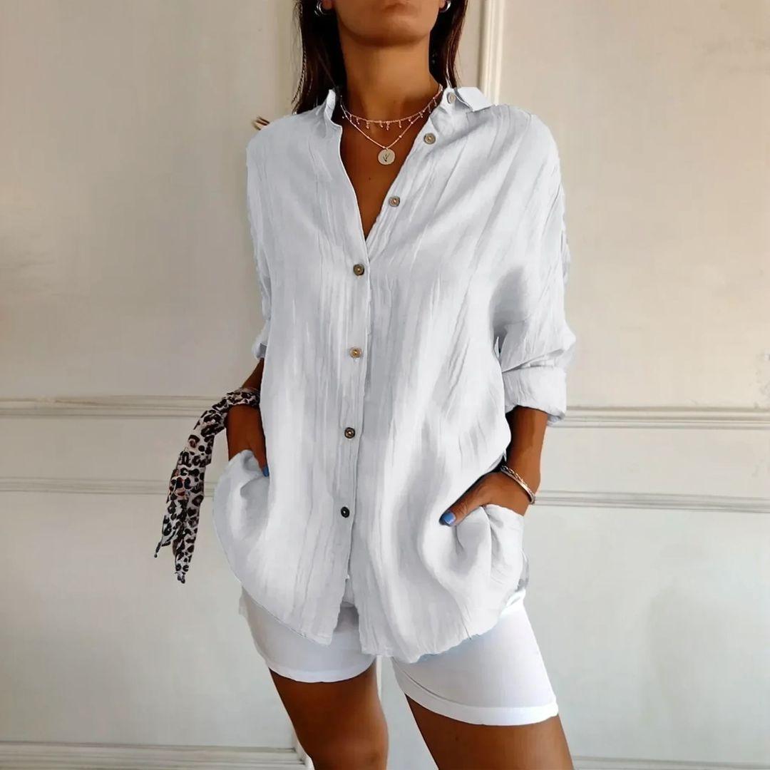 [Compre 1 e Leve 3] Camisa Ibiza™ em Linho de Algodão com Design Semi Plissado