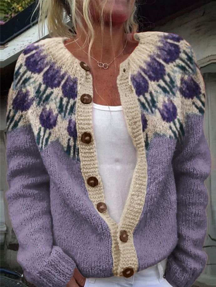 Keysha - Cardigan with Floral Pattern