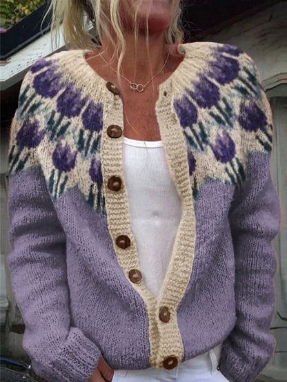 Keysha - Cardigan with Floral Pattern