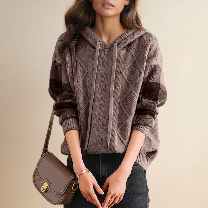 Grace - Cable Knit Hoodie Sweater