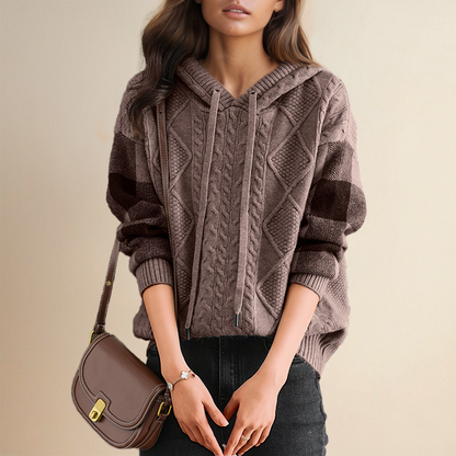 Grace - Cable Knit Hoodie Sweater