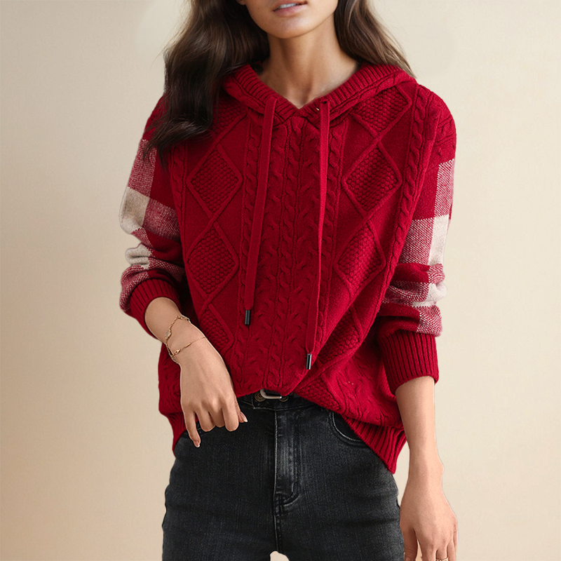 Grace - Cable Knit Hoodie Sweater