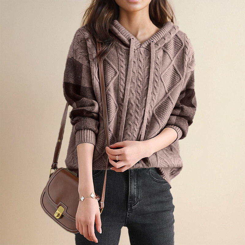 Grace - Cable Knit Hoodie Sweater