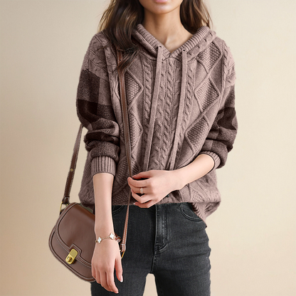 Grace - Cable Knit Hoodie Sweater